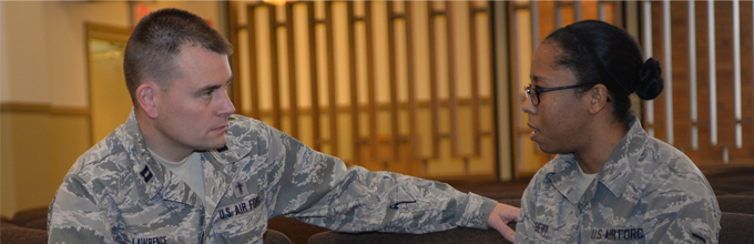 Two airmen talking