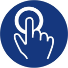 Graphic of an icon of a hand.